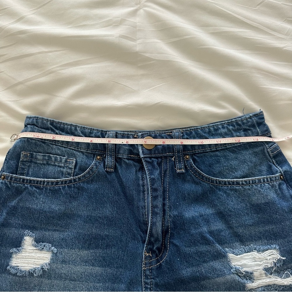 Women’s Blue Distressed Jean Shorts - Picture 8 of 9